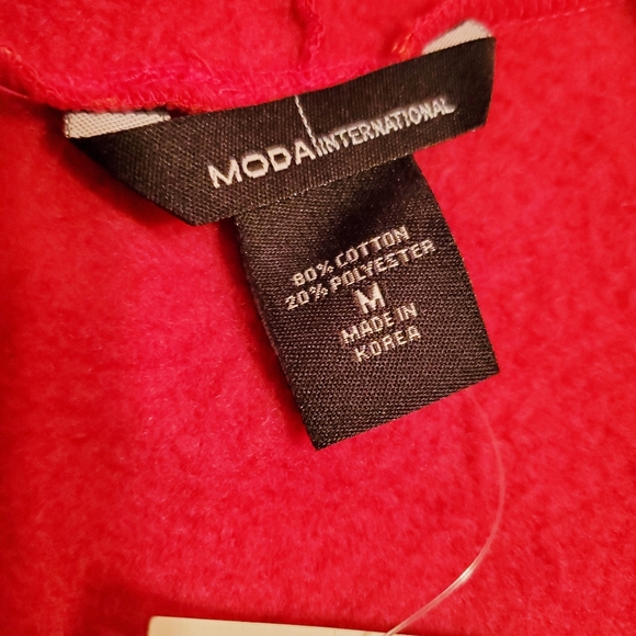 NWT Moda International Women’s MEDIUM Sweater Full Zip Attached Scarf Sn… - Picture 5 of 12